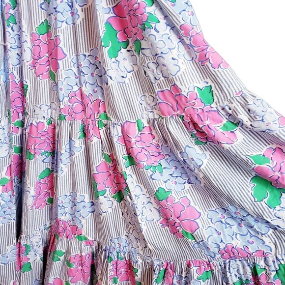 Crown & Ivy Womens Maxi Dress Size 10 Multicolor Floral Ruffle Sleeve V Neck NEW - Picture 12 of 16